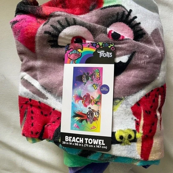 NWT Trolls Colorful Character Beach Towel - Picture 2 of 5